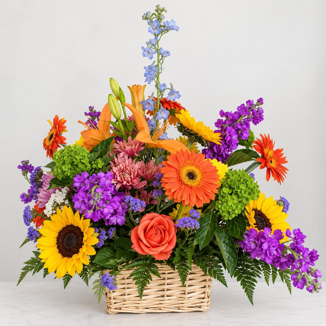 Charlotte Sunshine – Colorful Garden Basket | Flower Delivery Charlotte NC