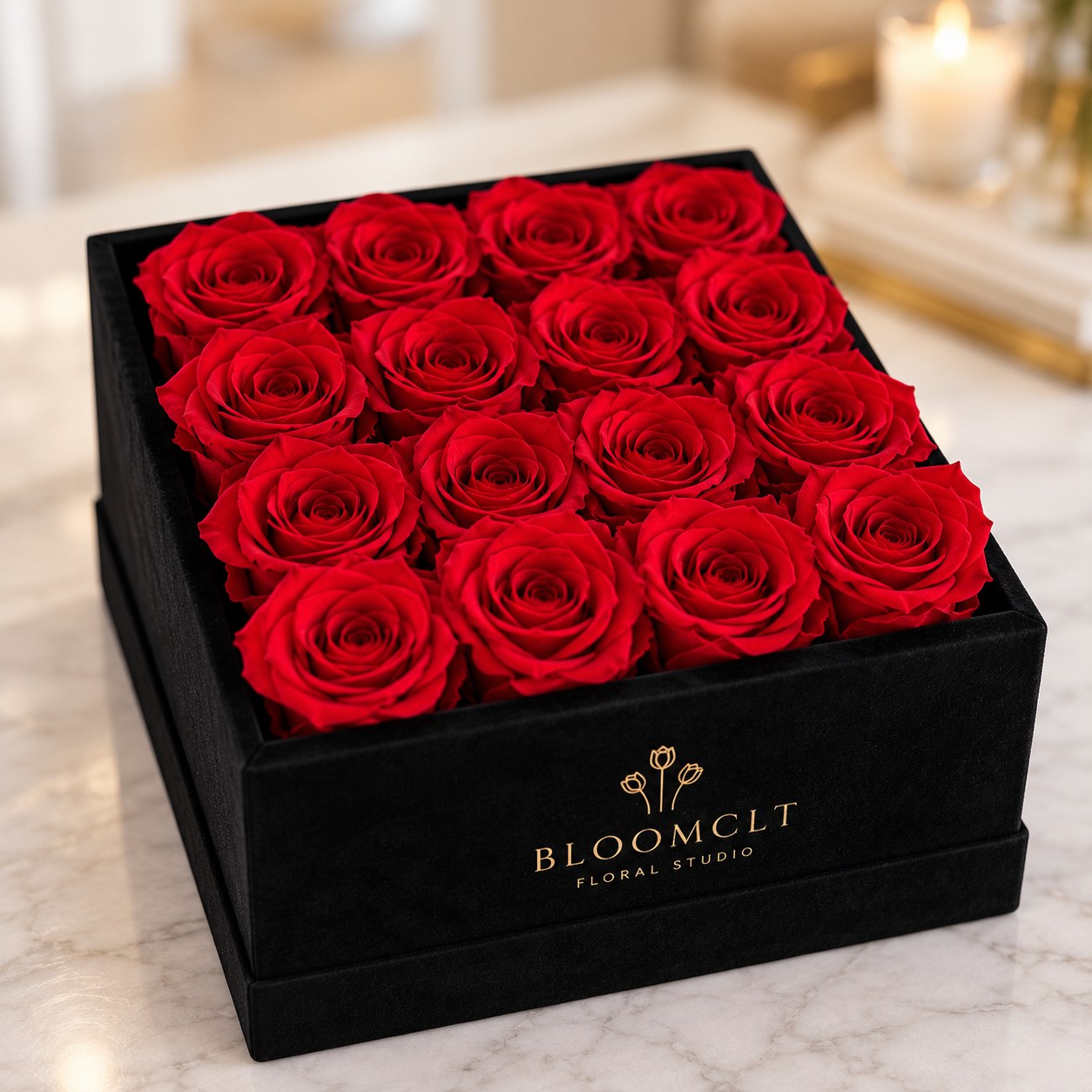 Velvet Eternal Signature – 16 Luxury Preserved Roses